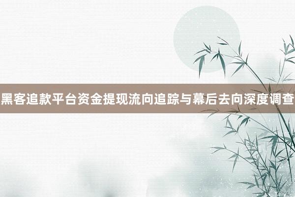 黑客追款平台资金提现流向追踪与幕后去向深度调查